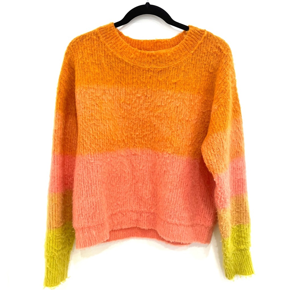 Free People Orange and Pink Sweater